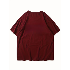 Nouveau T-shirt Homme 100% Coton Col Mock Rib Oversize Épaules Tombantes T-shirt Uni Streetwear Lourd pour Homme - Product Image 2