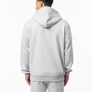 Conjunto de 2 piezas de sudadera con capucha y pantalones de chándal de alta calidad, traje deportivo liso de felpa, holgado, de algodón, extragrande, para hombre - Product Image 3