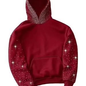 Sudaderas con capucha negras con cremallera, 100% algodón mezclado, sudaderas con capucha con cremallera, tops básicos para hombre, diseño moderno con pedrería personalizado para hombre - Product Image 1