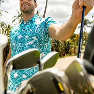 Chemise de golf tendance en Spandex/Polyester, coupe athlétique, en tissu tricoté doux, protection UPF, sublimation, patte de boutonnage à 2 boutons, anti-plis - Product Image 2