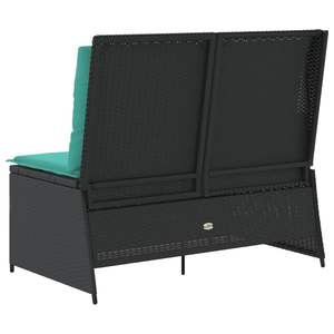 Banc de patio inclinable 2 places en rotin PE noir turquoise - Product Image 6