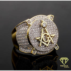 Anillo Monograma de Plata de Ley 925 con Diamantes de Moissanita, Joyería de Lujo Estilo Hip Hop para Hombre, Venta al Por Mayor - Product Image 1
