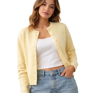 Pull tricoté décontracté pour femme, taille haute, vintage, doux, uni, côtelé, en coton, pour l'hiver, vente en gros - Product Image 1