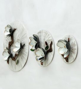 Metal white <b>gold</b> and black floral <b>wall</b> accent for <b>wall</b> decor - Product Image 3