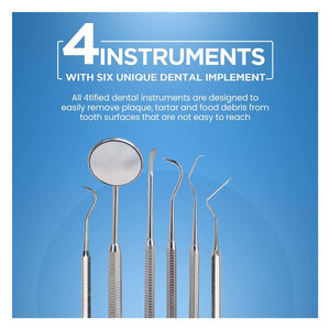 Kit d'hygiène dentaire professionnel 4 pièces en acier inoxydable français pour le nettoyage des dents, grattoir anti-plaque et anti-tartre - Product Image 6
