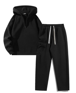 Casual & Relaxed Fit Solid Color Hoodie <b>Tracksuit</b>, Unisex Versatile 2-Piece Set new model - Product Image 2