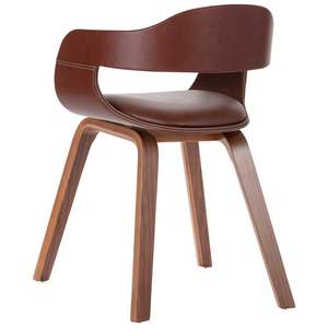 Brown Faux Leather <b>Dining</b> <b>Chair</b> 100% Polyester <b>Bentwood</b> Medium - Product Image 4
