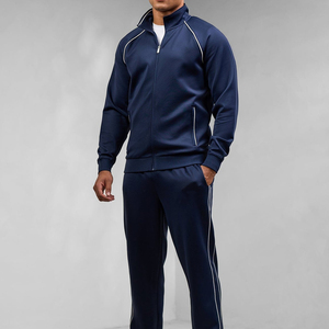 Conjunto de Sudadera y Pantalones Deportivos de Algodón Sólido para Hombre, Transpirable, Ligero, Personalizado, Estilo Urbano, con Cierre de Cremallera - Product Image 4