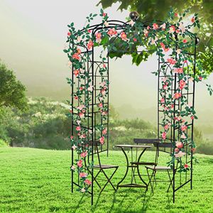Pavillon de pergola en forme de cage à oiseaux haute pour les cérémonies de mariage Dia81.3 ''X 114.2'' tonnelles de jardin en fer noir meubles d'extérieur - Product Image 3