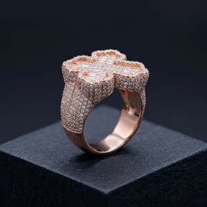 Rose Gold Full Pavé Heart <b>Signet</b> <b>Ring</b> In White CZ For <b>MEN</b> Elegant Fashion Statement Jewelry Gift - Product Image 5