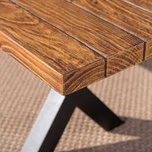 Solid Wood Outdoor Dining <b>Table</b> <b>Set</b> with <b>Bench</b>, Modern Rectangular Wooden Furniture, Garden Patio Dining <b>Set</b> for Home - Product Image 3