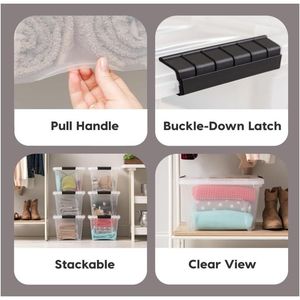 Set di 4 Contenitori Impilabili in Plastica da 32 Qt con Coperchi, Senza BPA, Prodotti negli USA, Soluzione Organizzativa Trasparente con Chiusure Resistenti - Product Image 3