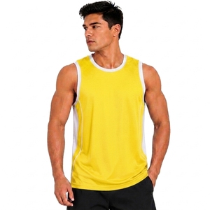 Unisex Yellow Sleeveless Crew Neck Basketball Tank <b>Top</b> Moisture Wicking Regular Fit Solid Color Polyester Mesh Custom Team Name - Product Image 1