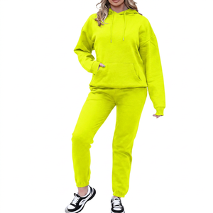 Sudadera con capucha y pantalones de talla grande para mujer, chándal informal holgado de algodón de longitud completa para otoño - Product Image 3