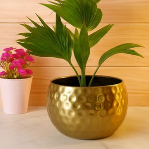 Maceta Irrompible Hecha a Mano con Acabado de Latón, Decoración para Interiores y Exteriores, Diseño Ecológico y Duradero - Product Image 6