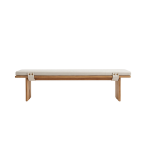 Modern Solid Wood Cushioned Outdoor Patio <b>Bench</b> Rectangular Seat for Apartment Hotel School Hospital & Living Room Use 4-Seater - Product Image 1