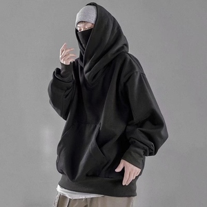 Sudadera con capucha de cuello alto y hombros caídos de alta calidad para hombre, color gris oscuro, estilo oversize, para venta al por mayor - Product Image 5