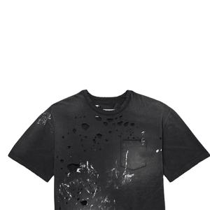 Camisetas Modernas Holgadas con Efecto Desgastado para Hombre, 100% Algodón, Ligeras, con Impresión de Logotipo Personalizado, Ropa Urbana, Servicio OEM - Product Image 2