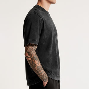เสื้อยืดคอตตอนสีดำฟอกทรงลำลอง แขนสั้น คอกลม รุ่นใหม่ปี 2026 สำหรับผู้ชาย ผ้าเจอร์ซีย์ถัก สีพื้น ทรงปกติ - Product Image 6