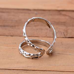 SHYAM JEWELRS Handmade 925 Sterling <b>Silver</b> Luxury Floral Scroll Arthritis Splint <b>Ring</b>-<b>Adjustable</b> Double Band Joint Support - Product Image 3