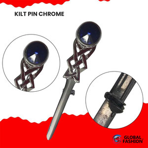 Nuevo Pin para Kilt con Espada Celta Escocesa Tradicional, Acabado Cromado, con Piedra (Azul) - Product Image 2