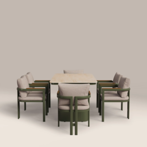 Juego de Comedor con Mesa Rectangular y Seis Sillas con Respaldo Sólido y Cojín Extraíble para Muebles del Hogar - Product Image 3
