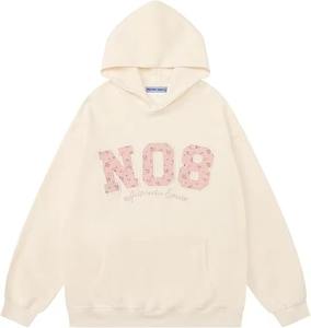 เสื้อฮู้ดโอเวอร์ไซส์ลายกราฟิกสำหรับผู้หญิง สไตล์ Y2K ปักลายดอกไม้ พิมพ์ลายตัวเลข เสื้อฮู้ดแบบสวมหัว ยูนิเซ็กส์ ดีไซน์ทันสมัย ออกแบบเองได้ ปี 2025 - Product Image 1