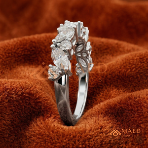 Anillo de Tiara Apilable de Plata 925 con Diamantes Marquise y Moissanita, Banda Curva de Aniversario con Diamantes Cultivados en Laboratorio para Mujer - Product Image 2