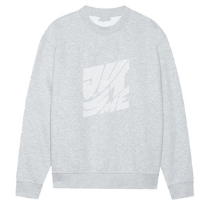 Men's Gray Crew Neck Pullover Sweatshirt 100% Cotton French Terry Regular Fit Silk Screen Printed Logo Front Casual Autumn Wear - Product Image 2