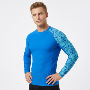 Wholesale Long Sleeve Digital Printing Anti-Bacterial Men Sport Muscle <b>T</b>-<b>Shirt</b> Logo Surfing Rash Guard <b>Swimming</b> - Product Image 2