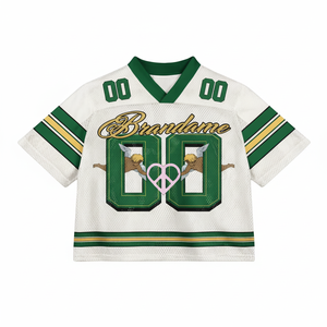 Maillot de football américain rétro en maille polyester de haute qualité, personnalisé OEM, coupe ample et courte, grande taille, été - Product Image 1