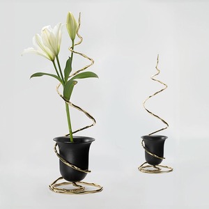 Vintage Brass Vase With Three Animal Feet Holding White <b>Flowers</b> For Home Decor - Product Image 3