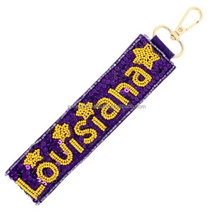 State Name Sequin Keychain Custom Beaded Embroidered Eco-Friendly Lightweight Adjustable Fashion Bag Charm Souvenir Gift - Product Image 5