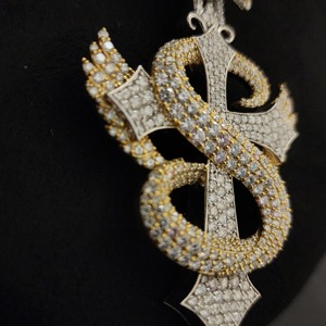 Iced Out Sterling <b>Silver</b> Rhodium Plated Moissanite 'S' Cross Pendant Luxury Snake Style Hip Hop Necklace - Product Image 6