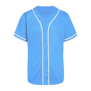 Unisex <b>Light</b> Blue Baseball Jersey Short Sleeve Button Front Moisture Wicking Solid Color Adult Regular Fit - Product Image 1