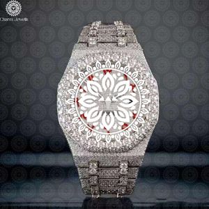 Charm_Jewells Montre analogique de luxe en acier inoxydable avec lunette en diamant et verre saphir unisexe 40 mm - Product Image 1