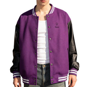 Chaqueta de Invierno para Hombre, Diseño Personalizado, Color Sólido, Mangas de Cuero, Estilo Único, Chaqueta Letterman - Product Image 1