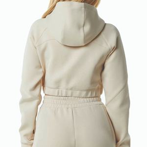 Sudadera con capucha de invierno de calidad premium al por mayor, 65% algodón 35% poliéster, con insignia, manga larga, cremallera, estilo crop, para entrenamiento. - Product Image 4