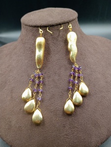 Boucles d'oreilles pendantes bohèmes pour femme, plaqué or, laiton, alliage de zinc, perles, style ethnique, bijoux de mariage - Product Image 6