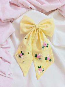 Cinta de Raso Rosa con Lazo Bordado Floral Hecho a Mano para Accesorios para el Cabello, Decoración de Ropa, Envoltura de Regalos, Costura, Manualidades Textiles - Product Image 3