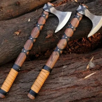 TOP VENTE Hache Viking Industrielle à Tête Barbe, Manche en Bois, Forgée à la Main, Acier Carbone 45, Dos Plat, Personnalisable, Garantie 3 Ans