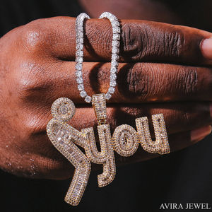 Colgante de Moissanita de Dos Tonos Chapado en Oro, Sin Níquel, Sin Plomo, Pieza Destacada para Amantes de la Moda, Estilo Hip Hop, Plata 925 Sólida - Product Image 1