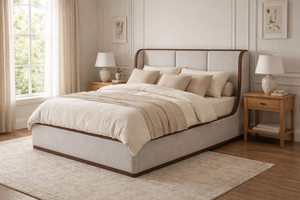 Modern Luxury Adult Wood <b>Frame</b> <b>Bed</b> Linen Upholstery & Durable Structure for Bedroom - Product Image 2