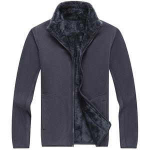 Men's Blue Full-Zip <b>Fleece</b> Jacket Stand Collar Casual Winter Wear Regular Fit Polyester Material Sherpa Lining <b>Zipper</b> Closure - Product Image 3