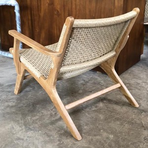 Sillón de Madera de Teca Ecológico Hecho a Mano en Indonesia, Asiento de Cuerda Tejida, Sillón Deslizante para Interiores y Exteriores, Diseño Moderno y Minimalista - Product Image 6
