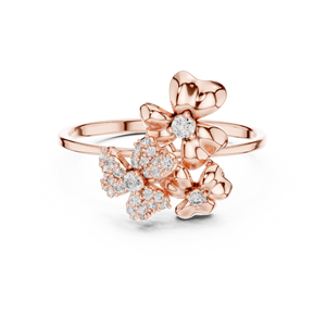 Anillo Minimalista en Forma de Flor de Oro Amarillo Sólido de 10k, 14k, 18k con Diamantes Cultivados en Laboratorio de Corte Redondo, Anillo de Boda Clásico, Regalo para Ella - Product Image 6