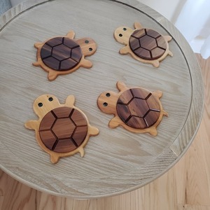 Unique Design Wooden Turtle Design Coasters Set of 4 Wooden Coasters <b>for</b> Tabletop Home Kitchen Hotel & Restaurant - Product Image 3