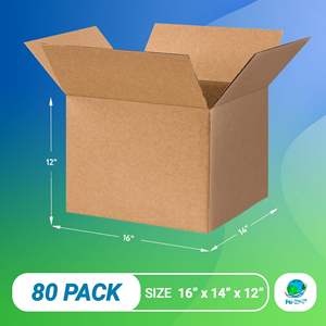 Paquete de 80 cajas de envío corrugadas marrones 16x14x12 cajas móviles de cartón para el hogar organizador suministros de embalaje de correo para libros - Product Image 2