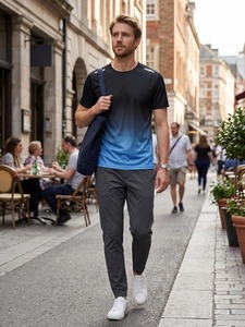 Camiseta Clásica con Estampado Gráfico para Hombre, Manga Corta, Corte Regular, Diseño Artístico, Moderna y Elegante - Product Image 5