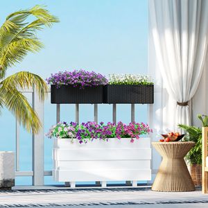 Set di 2 Vasi da Fiori Sospesi Neri Effetto Rattan da 20 Pollici con Ganci e Fori di Drenaggio per Accessori da Recinzione - Product Image 2